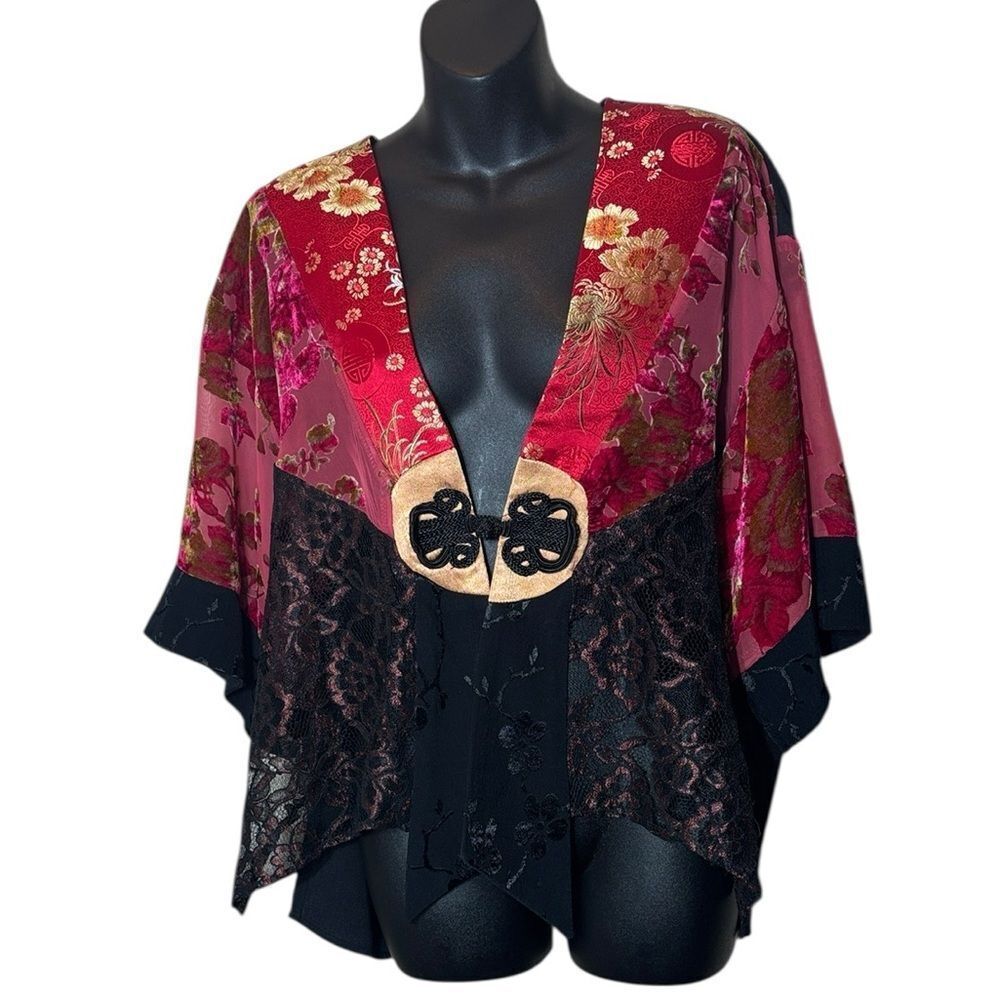 Spencer Alexis women’s medium vintage y2k kimono top mixed media Asian